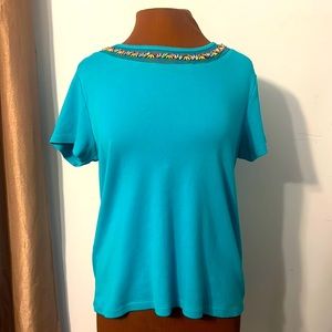 Embellished Scoop Neck Short Sleeve L